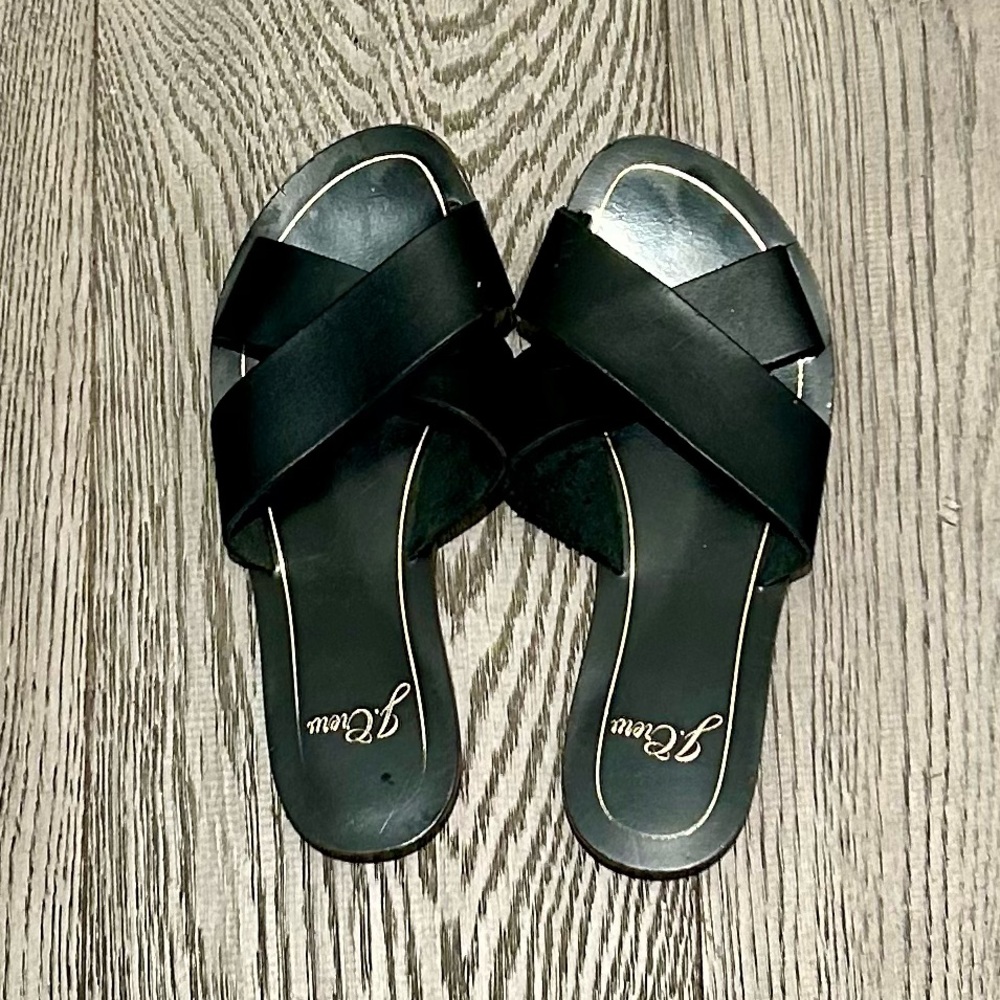 J. Crew Black Crisscross Slide Sandals